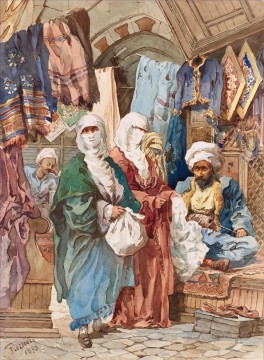  Amadeo Oil Painting - The Silk Bazaar Amadeo Preziosi Neoclassicism Romanticism